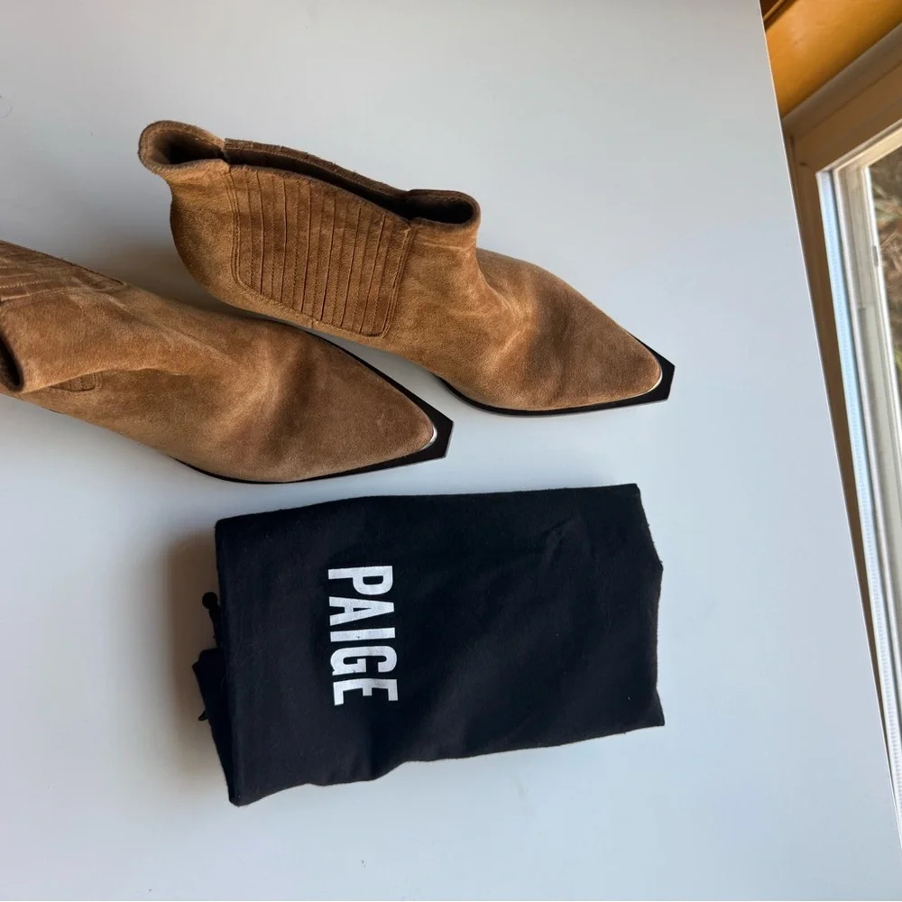 PAIGE Tan Suede Western Boots - Picture 2 of 6